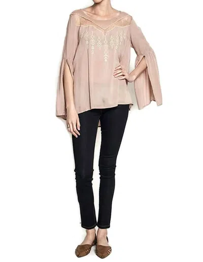 Kori Angel Sleeve Tribal Blouse In Mocha In Brown