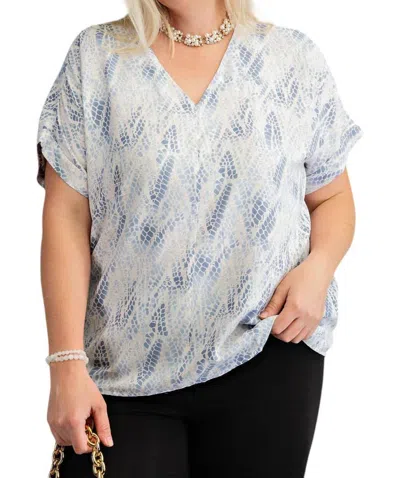 Kori Aria Snake Print Top In Blue