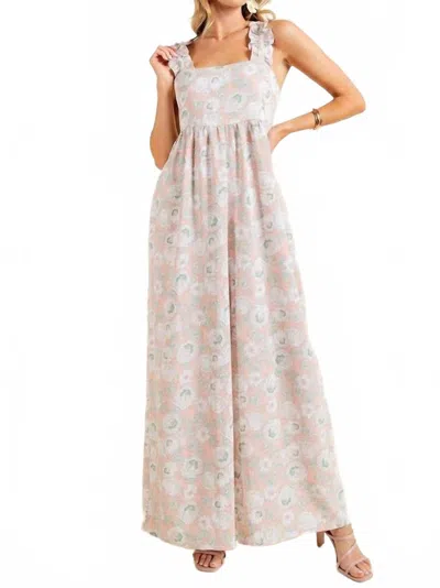 Kori Aware Of This Floral Jumpsuit In Blush/mint In Neutral