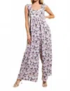 Kori Aware Of This Floral Jumpsuit In Silver/coral In Multi