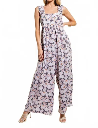 Kori Aware Of This Floral Jumpsuit In Silver/coral In Multi