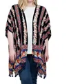 Kori Back Crochet Patch Kimono Jacket In Multi Color In Multi