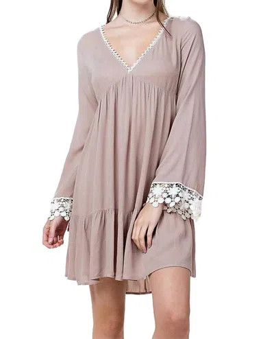 Kori Bell Sleeve Lace Dress In Taupe In Neutral