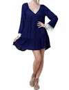 Kori Bell Sleeve Lace Mini Dress In Navy In Blue