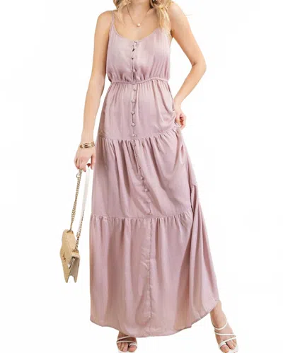 Kori Button Down Tiered Dress In Pink
