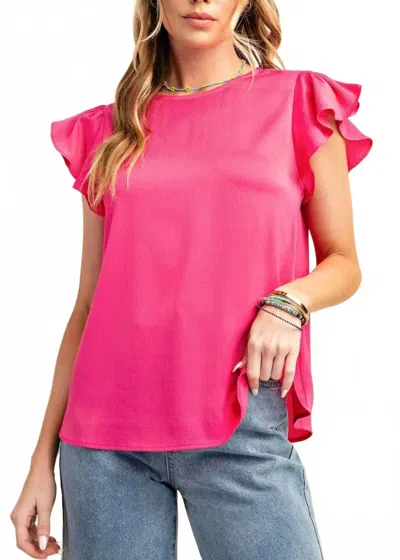Kori Cap Ruffle Sleeve Top - Plus In Hot Pink
