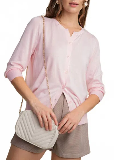 Kori Classic Cardigan Sweater In Soft Pink
