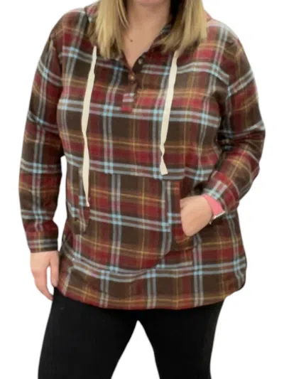 Kori Color Stitched Brush Thermal Top In Red/brown In Multi