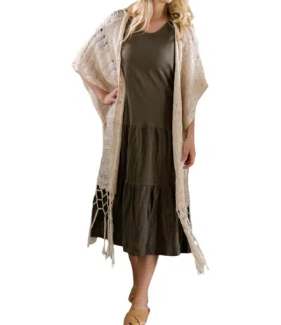 Kori Crochet Knit Fringe Sweater In Natural In White
