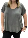 Kori Crochet Knit Top In Ash In Grey