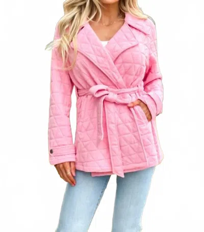 Kori Curvy Diamond Quilted Jacket In Pink