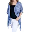 Kori Denim Striped With Fringe Detail Hoodie In Blue In Blue