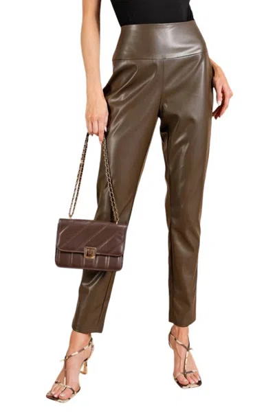Kori Faux Leather High Waist Leggings In Olive In Green