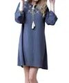 Kori Floral Embroidered Shift Dress In Slate In Grey