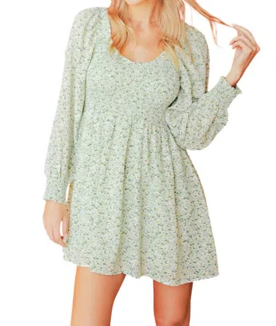 Kori Floral Print Babydoll Dress In Lime In Green