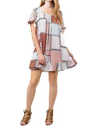 Kori Folklore Tassel Mini Swing Dress In Apricot In Beige