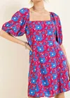 KORI HAVEN SQUARE NECK FRONT SMOCKED BUBBLE DRESS IN RED/BLUE