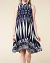 Kori High Neck Swing Mini Dress In Navy