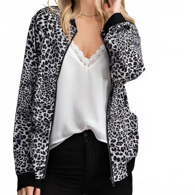 Kori It's The Good Life Leopard Bomber Jacket In Black In Multi