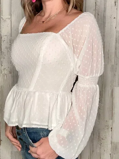 Kori Kate Textured Chiffon Top In White