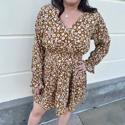 Kori Kimono Sleeves Back Self Tied Dress In Mocha Combo In Brown