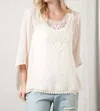 Kori Lace Patch Scoopneck Blouse In Cream
