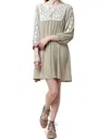 Kori Lace Peasant Dress In Taupe In Grey