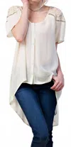 Kori Lace Shoulder Blouse In Ivory In White