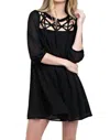 Kori Lattice Baby Doll Dress In Black In Black