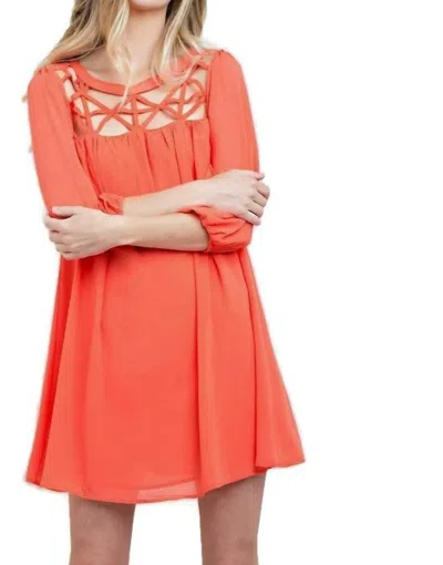 Kori Lattice Baby Doll Dress In Coral In Pink