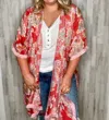 Kori Misty Fringe Kimono In Red In Red