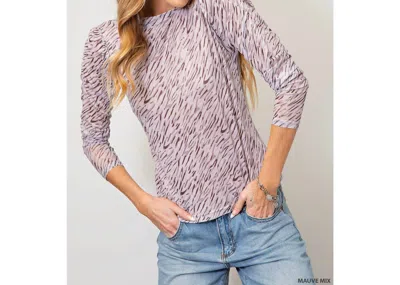 Kori Mock Neck Tee In Mauve Mix In Multi
