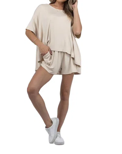 Kori Movie Night Ribbed Loungewear Set In Beige