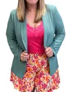 Kori Open Front Blazer In Teal In Blue