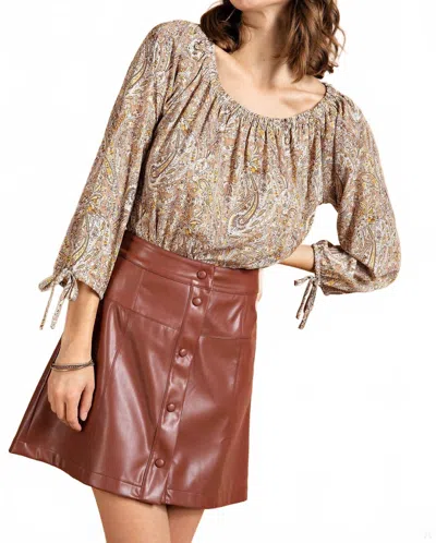 Kori Paisley Bodysuit In Mocha In Multi