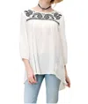 Kori Paisley Embroidered Top In White In White