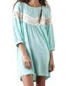 Kori Peak Of Lace Baby Doll Dress In Light Sage In Multi