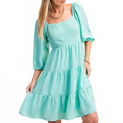 Kori Puffed Sleeves Tiered Dress In Feelin' Fresh Mint In Pink