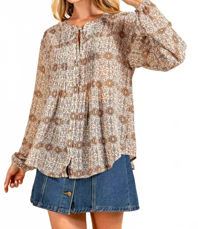 Kori Rachel Pintuck Tunic Top In Taupe In Gray