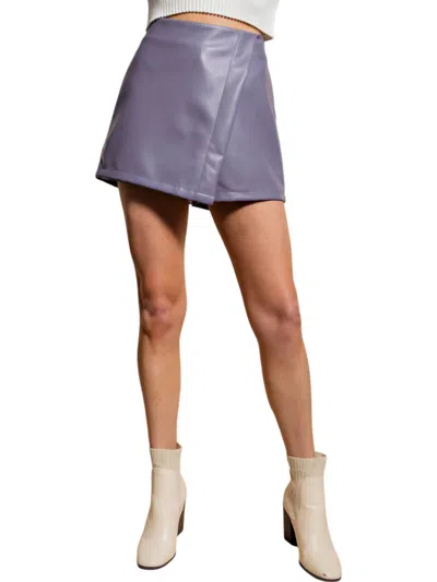 Kori Raven Faux Leather Skort In Purple