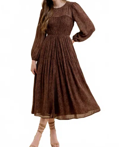 Kori Roma Midi Dress In Dark Burgundy In Brown