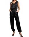 Kori Satin Jumpsuit In Black In Black