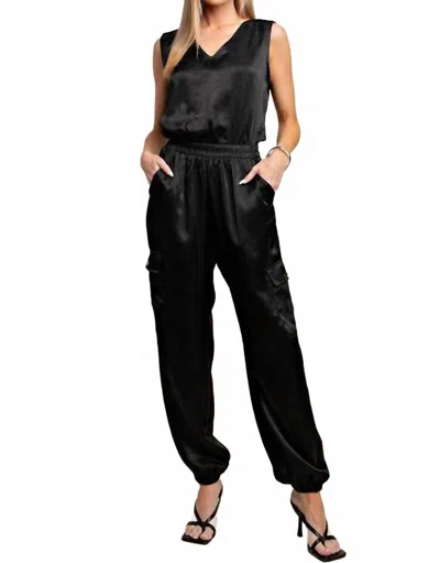 Kori Satin Jumpsuit In Black