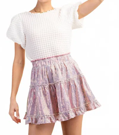 Kori Sequin Lined Mini Skirt In Pink In Purple