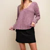 Kori Soft And Cozy V Neck Long Sleeve Sweater In Burgundy