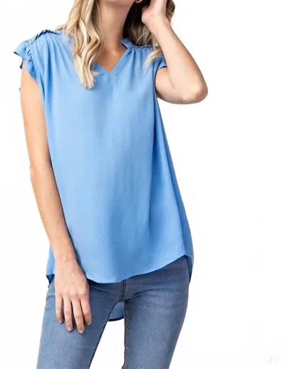 Kori Ruffled Sleeves Top In Blue In Multi