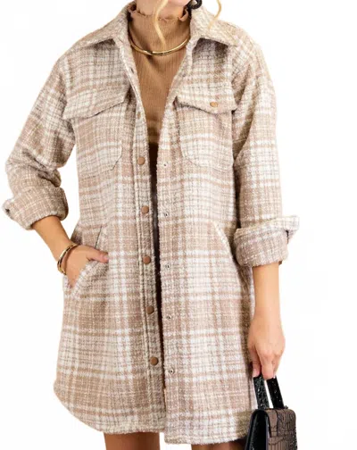 Kori Textured Plaid Jacket In Taupe In Gray