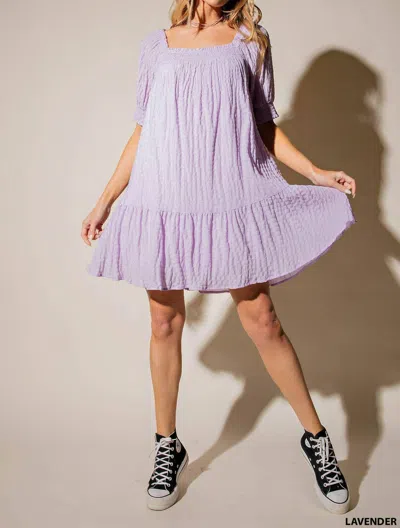 Kori Textured Square Neck Dress In Lavender In Animal Print