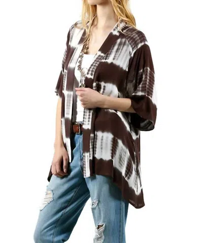 Kori Tie Dye Lace Crochet Back Kimono In Olive In Multi