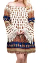 Kori Tuscan Off The Shoulder Mini Dress - Plus In Tan In Multi